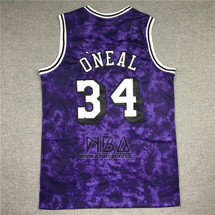 Camiseta Los Angeles Laker Shaquille O'neal NO 34 Galaxy Violeta